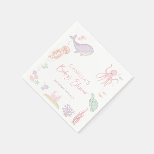 Onder het Zee Baby shower meisje Servet (Hoek)