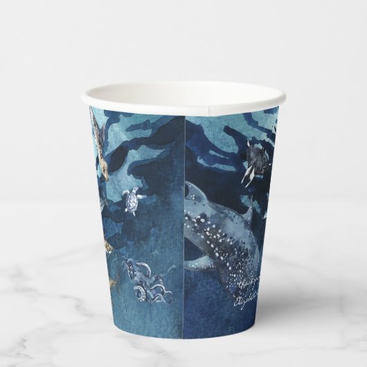 Onder het Zee | Baby shower Oceaan Papieren Bekers (Rechts)