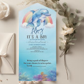 Onder het Zee Baby shower Ocean Animals Boy All In One Uitnodiging