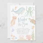 Onder het Zee Baby shower Ocean Animals Boy Kaart (Voorkant)