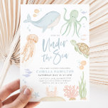 Onder het Zee Baby shower Ocean Animals Boy Kaart<br><div class="desc">Onder het Zee - Een schattig onderzeese zeedier dat het Baby shower heet met waterverf zeeen - walvis,  schildpad,  kwal,  octopus,  vis,  krabben. De perfecte uitnodiging voor je baby baby shower,  baby sprinkle,  baby-q.</div>