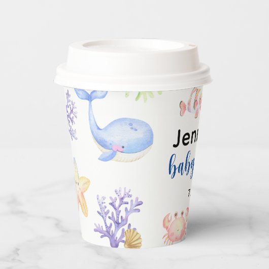 Onder het Zee Baby shower Ocean Animals Papieren Bekers (Voorkant)