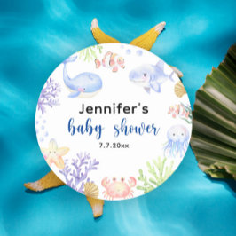 Onder het Zee Baby shower Ocean Animals Ronde Sticker