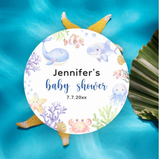 Onder het Zee Baby shower Ocean Animals Ronde Sticker
