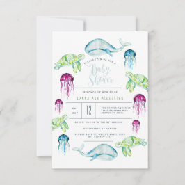 Onder het Zee Baby shower Ocean Animals Waterverf Kaart