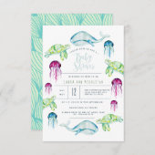 Onder het Zee Baby shower Ocean Animals Waterverf Kaart (Voorkant / Achterkant)