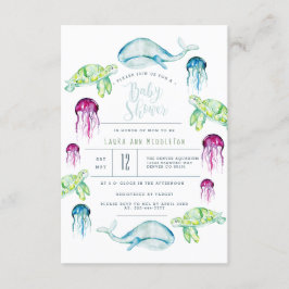 Onder het Zee Baby shower Ocean Animals Waterverf Kaart