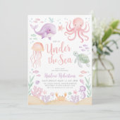Onder het Zee Baby shower Ocean Girl Bright Kaart (Staand voorkant)