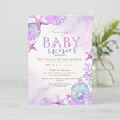 Onder het Zee Baby shower Ocean Waterverf roze Kaart (Staand voorkant)