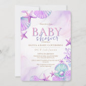 Onder het Zee Baby shower Ocean Waterverf roze Kaart (Voorkant)