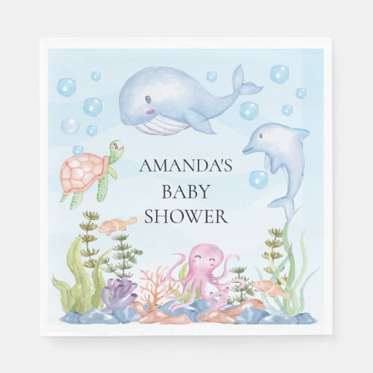 Onder het Zee Baby shower papieren servetten (Voorkant)