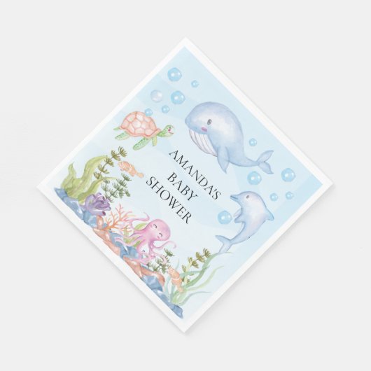 Onder het Zee Baby shower papieren servetten (Hoek)