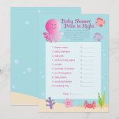 Onder het Zee Baby shower Price Game in Pink Kaart (Voorkant / Achterkant)