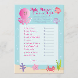 Onder het Zee Baby shower Price Game in Pink Kaart