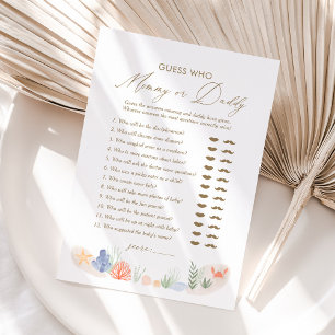 Onder het Zee Baby shower raad eens wie mama of pa Kaart