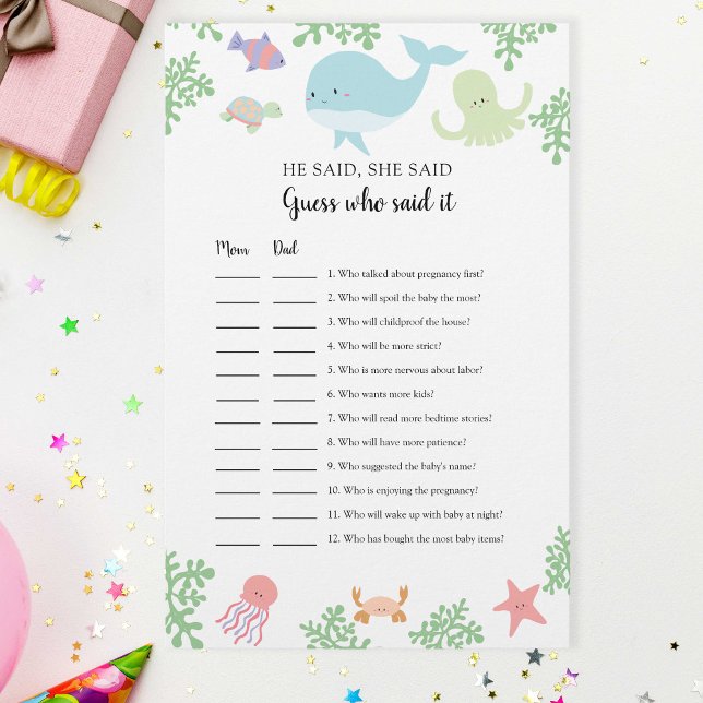 Onder het Zee Baby shower Raad wie het zei Game (Creator heeft geüpload)