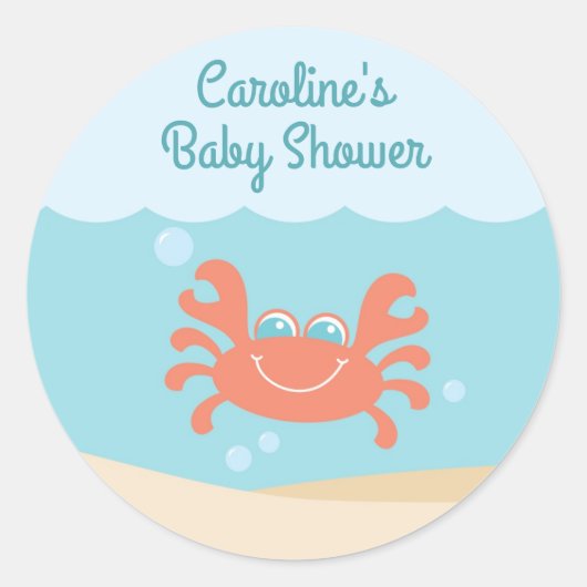 Onder het Zee Baby shower Ronde Sticker (Voorkant)