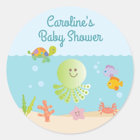 Onder het Zee Baby shower Ronde Sticker (Voorkant)