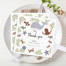 Onder het Zee Baby shower Schattige Dank u