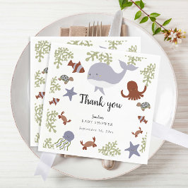 Onder het Zee Baby shower Schattige Dank u Servet