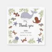 Onder het Zee Baby shower Schattige Dank u Servet (Voorkant)