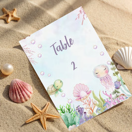 Onder het Zee Baby shower tafel nummer teken Kaart