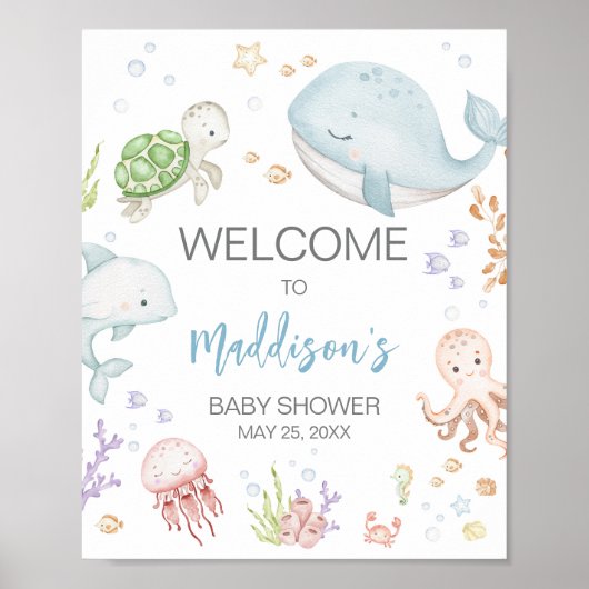 Onder het Zee Baby shower welkom Poster (Voorkant)