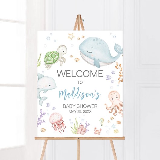 Onder het Zee Baby shower welkom Poster