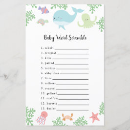 Onder het Zee Baby shower Word Scramble Game