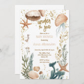 Onder het zee baby shower zeeschelp vis baby kaart (Voorkant / Achterkant)