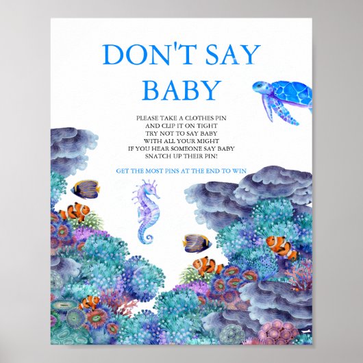 Onder het Zee Baby shower zeg niet baby Poster (Voorkant)
