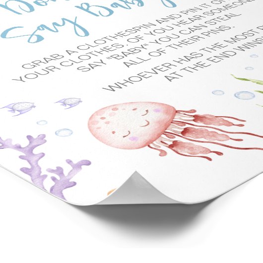 Onder het Zee Baby shower zeg niet Baby Poster (Hoek)