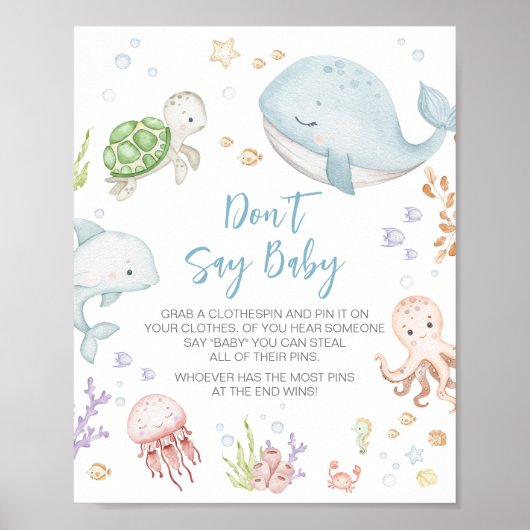 Onder het Zee Baby shower zeg niet Baby Poster (Voorkant)