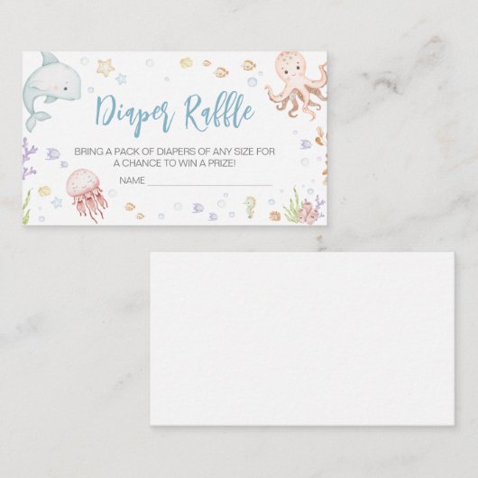 Onder het Zee Baby showers luier Raffle Informatiekaartje (Voorkant / Achterkant)