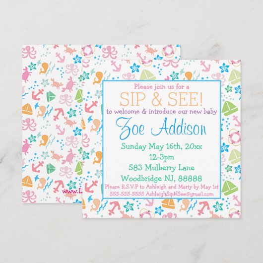 Onder het Zee Baby Sip and See Kaart (Voorkant / Achterkant)