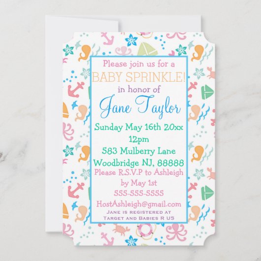 Onder het Zee Baby strooien Kaart (Voorkant)