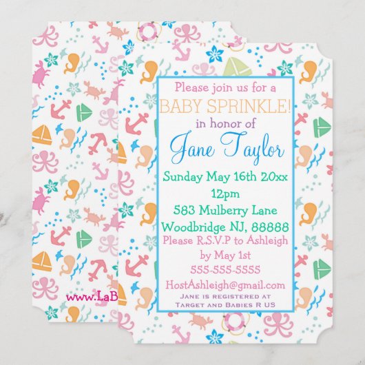 Onder het Zee Baby strooien Kaart (Voorkant / Achterkant)