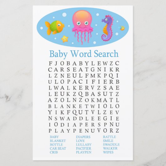 Onder het zee Baby word scramble game (Voorkant)