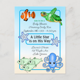 Onder het Zee   Baby Zee Scheppen Baby shower Briefkaart
