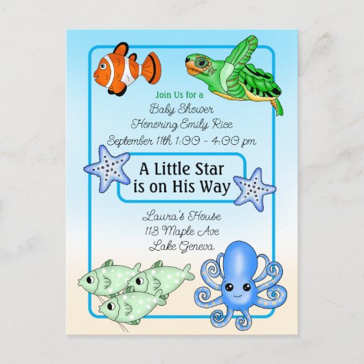 Onder het Zee | Baby Zee Scheppen Baby shower Briefkaart (Voorkant)