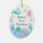 Onder het Zee Baby's Eerste Kerstmis Keramisch Ornament (Rechts)