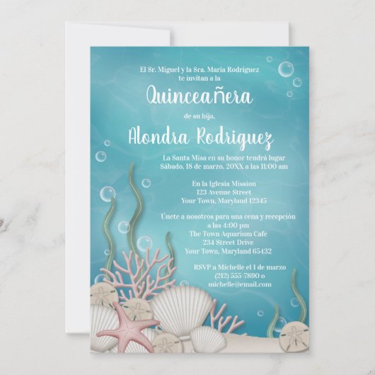 Onder het Zee (Bajo el mar), uitnodiging van Quinc (Voorkant)