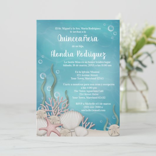 Onder het Zee (Bajo el mar), uitnodiging van Quinc (Staand voorkant)