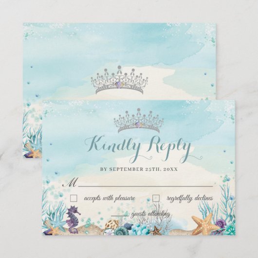 Onder het Zee Beach Sweet 16 Quinceañera Reageer RSVP Kaartje (Voorkant / Achterkant)