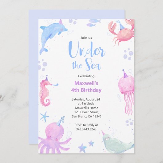 Onder het Zee bevallen kinderen Kaart (Voorkant / Achterkant)