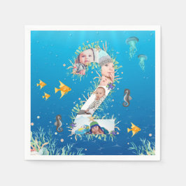 Onder het Zee Big 2nd Birthday Photo Collage Servet