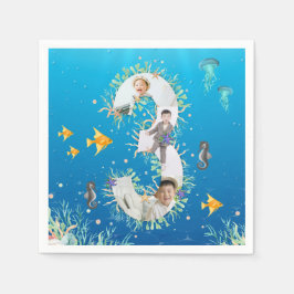 Onder het Zee Big 3rd Birthday Photo Collage Servet
