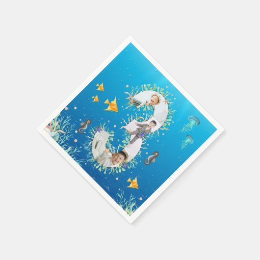 Onder het Zee Big 3rd Birthday Photo Collage Servet (Hoek)