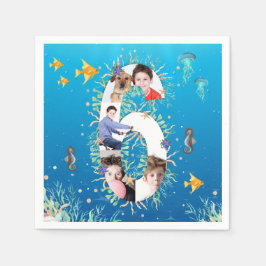Onder het Zee Big 6th Birthday Photo Collage Servet