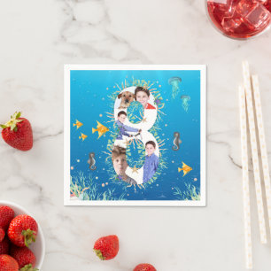 Onder het Zee Big 8th Birthday Photo Collage Servet